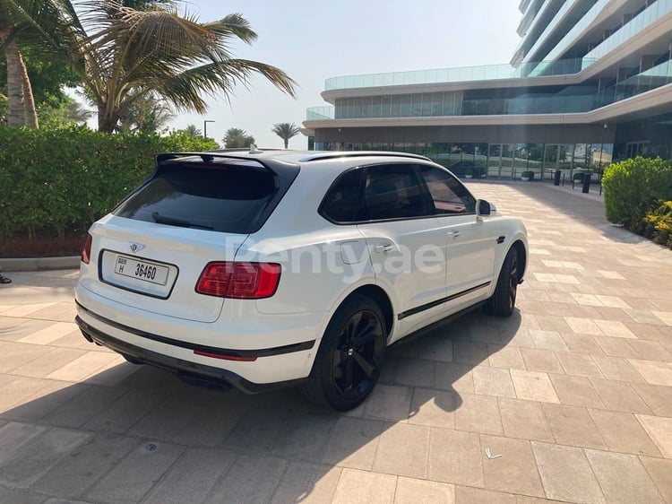 Blanc Bentley Bentayga en location à Abu-Dhabi 3