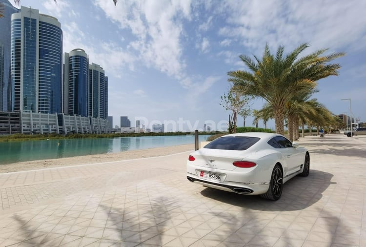 White Bentley Continental GT for rent in Dubai 1