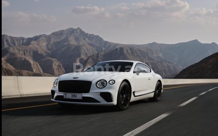 White Bentley Continental GT for rent in Sharjah