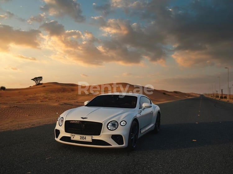 White Bentley Continental GT for rent in Dubai 2