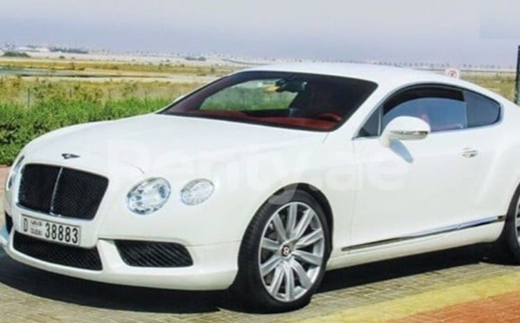 White Bentley GT for rent in Sharjah