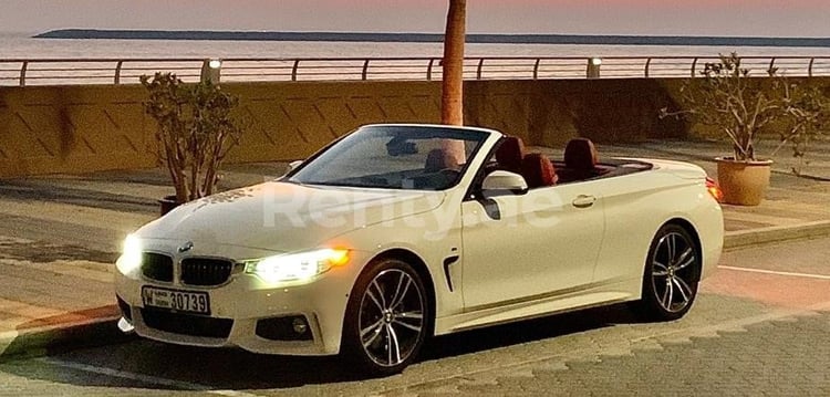 White BMW 435i Convertible for rent in Abu-Dhabi 1