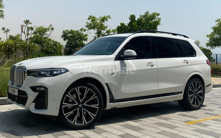 White BMW X7 for rent in Abu-Dhabi