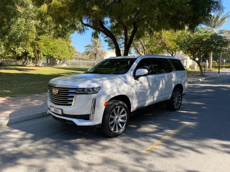 Blanco Cadillac Escalade Platinum en alquiler en Abu-Dhabi 0