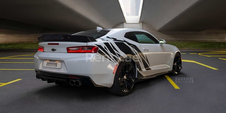 White Chevrolet Camaro for rent in Dubai 1