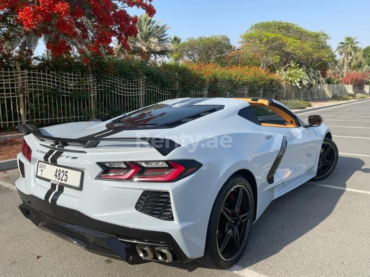 White Chevrolet Corvette Stingray for rent in Dubai 1