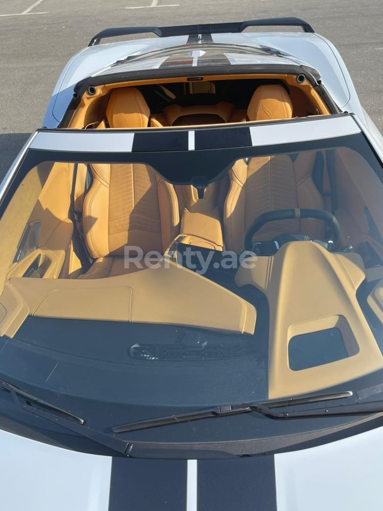 White Chevrolet Corvette Stingray for rent in Dubai 3