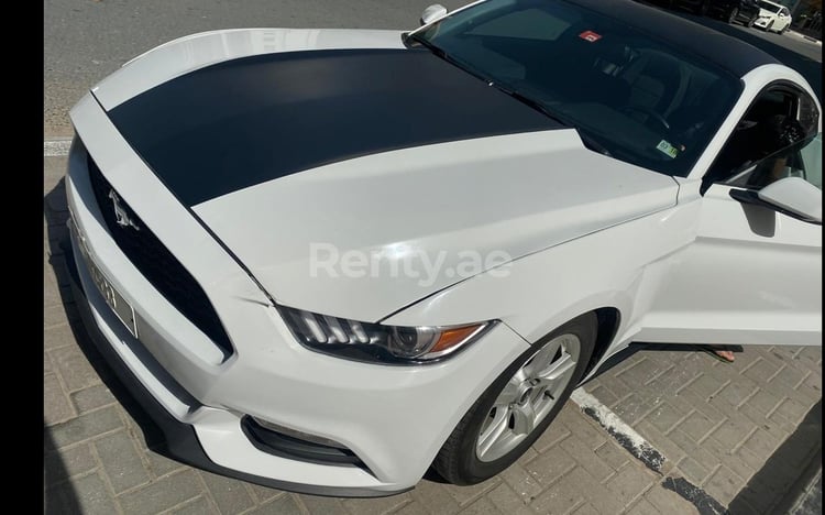 Blanco Ford Mustang Coupe en alquiler en Sharjah