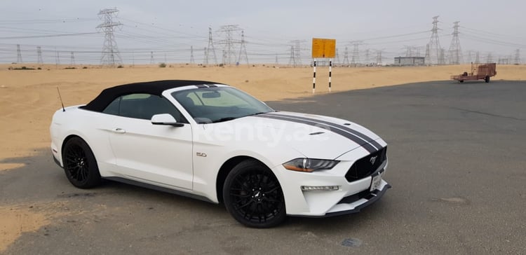 Blanc Ford Mustang GT en location à Abu-Dhabi 2