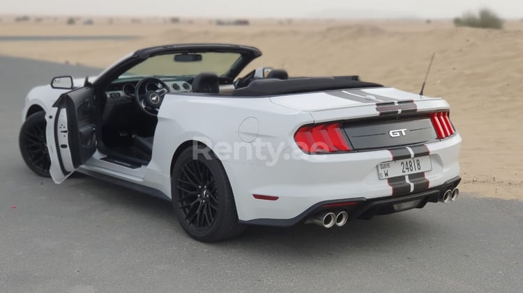 White Ford Mustang GT for rent in Dubai 3