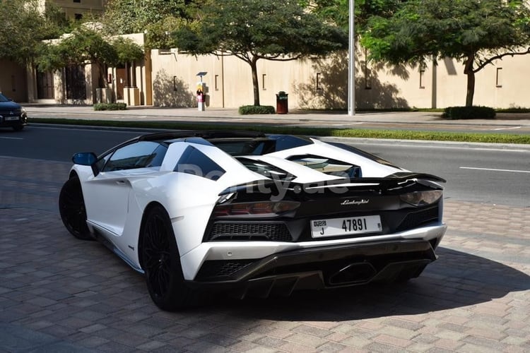 White Lamborghini Aventador S Roadster for rent in Sharjah 0