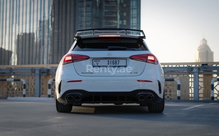 White Mercedes A45 AMG for rent in Sharjah 2