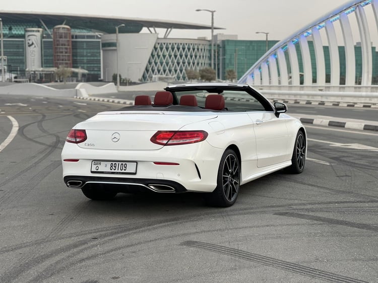 White Mercedes C Class for rent in Dubai 0