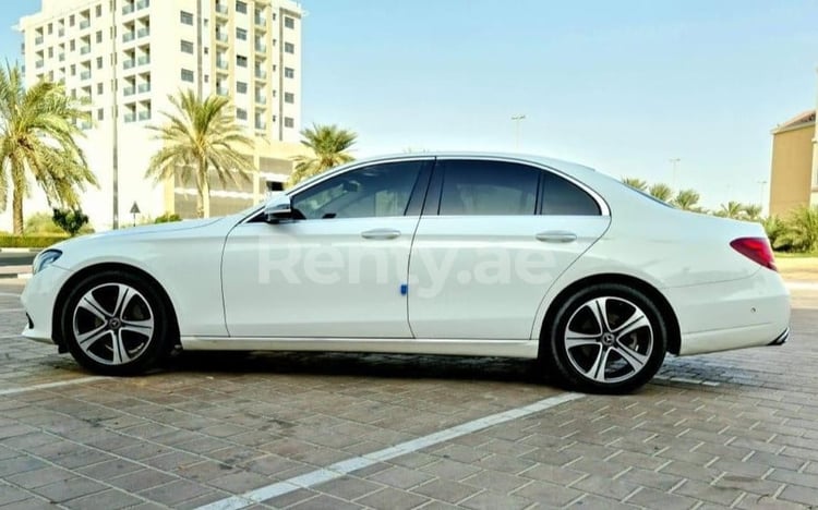 White Mercedes E Class for rent in Dubai