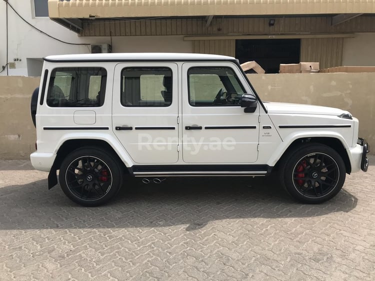 White Mercedes G63 AMG for rent in Sharjah 3