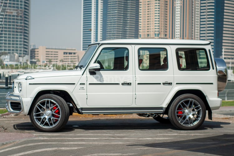 White Mercedes G63 for rent in Dubai 3