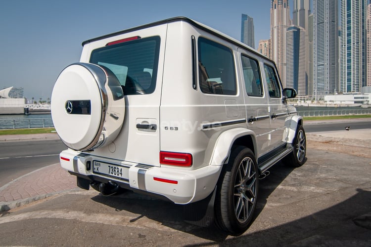 White Mercedes G63 for rent in Dubai 5