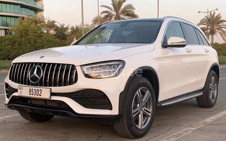 White Mercedes GLC for rent in Dubai