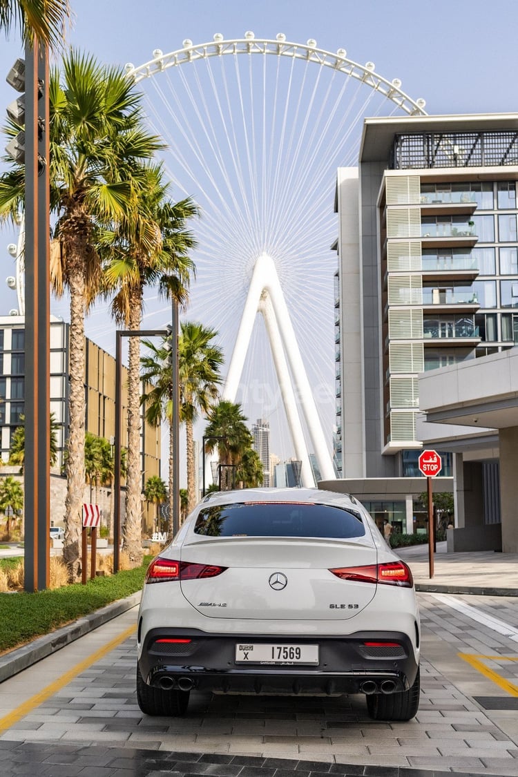 White Mercedes GLE 53 Coupe for rent in Dubai 3