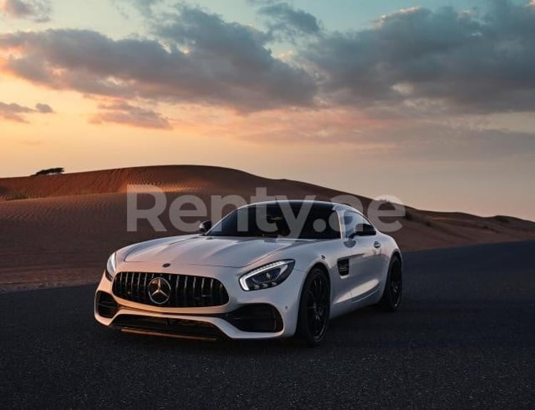 White Mercedes GTS for rent in Sharjah 0