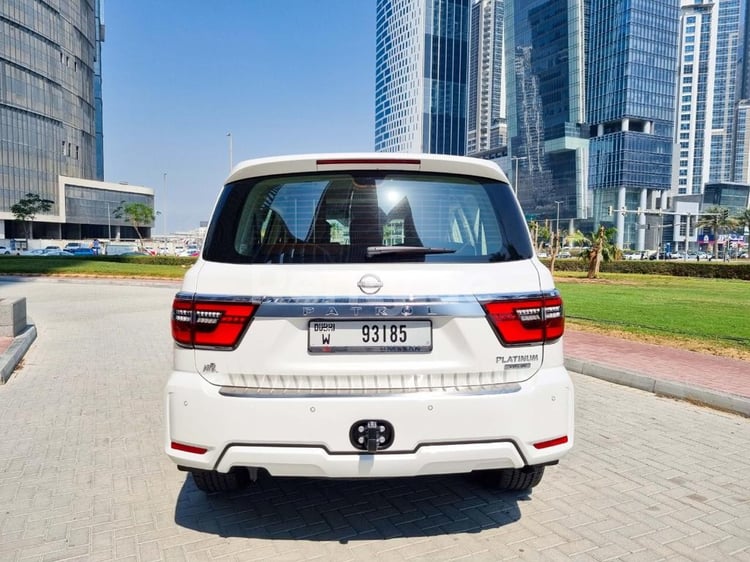 White Nissan Patrol V8 Platinum for rent in Dubai 6