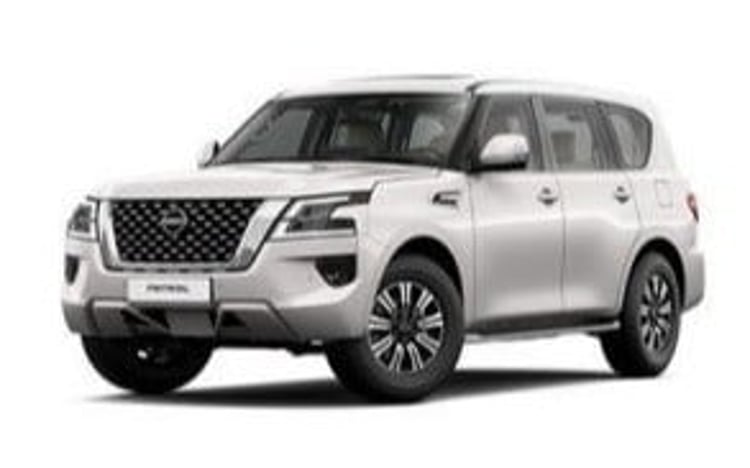 White Nissan Patrol for rent in Dubai