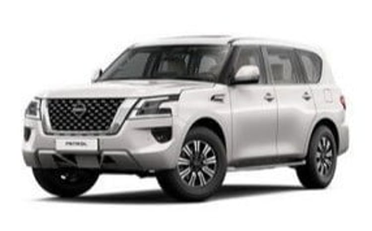 White Nissan Patrol for rent in Sharjah