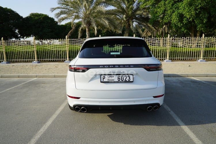 White Porsche Cayenne S for rent in Sharjah 2