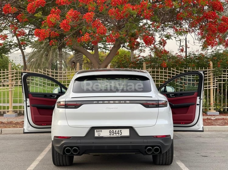 White Porsche Cayenne for rent in Abu-Dhabi 2