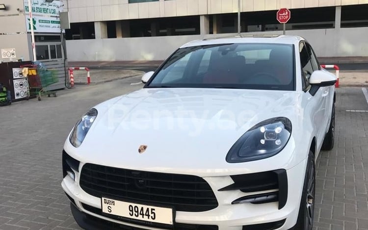 White Porsche Macan for rent in Dubai