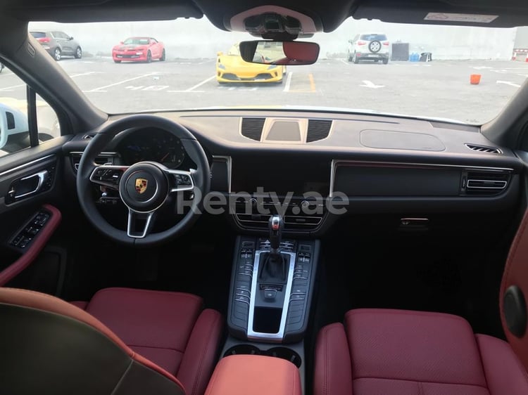 White Porsche Macan for rent in Abu-Dhabi 3