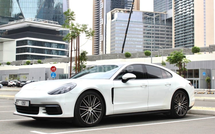 White Porsche Panamera for rent in Sharjah