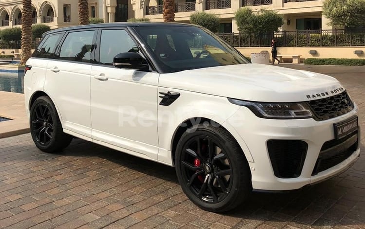 White Range Rover Sport SVR for rent in Abu-Dhabi