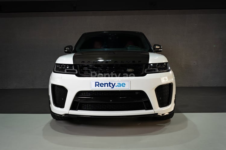 White Range Rover Sport SVR for rent in Abu-Dhabi 0