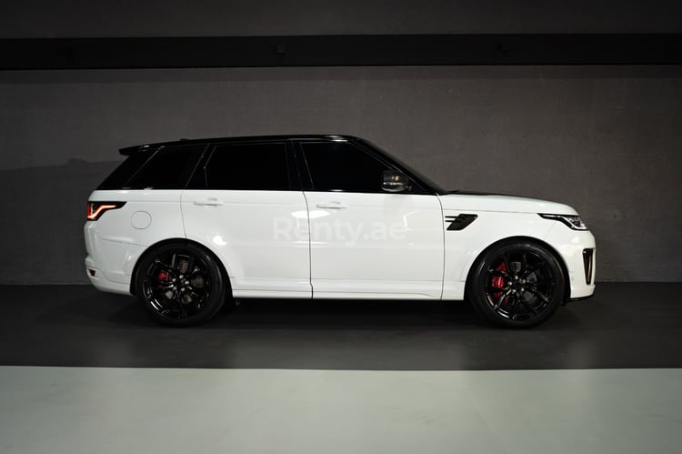 White Range Rover Sport SVR for rent in Abu-Dhabi 2