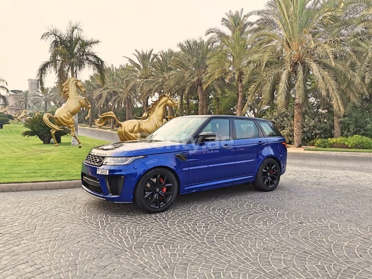 Blue Range Rover Sport SVR for rent in Abu-Dhabi 3