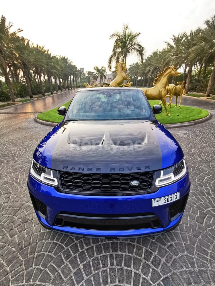 Blue Range Rover Sport SVR for rent in Dubai 4