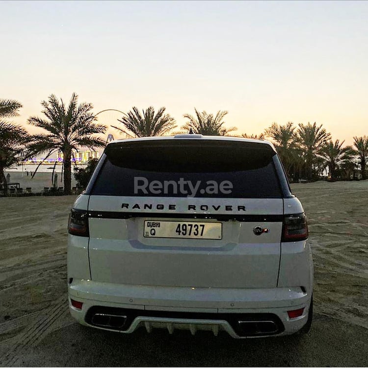 White Range Rover Sport SVR Supercharged for rent in Abu-Dhabi 4