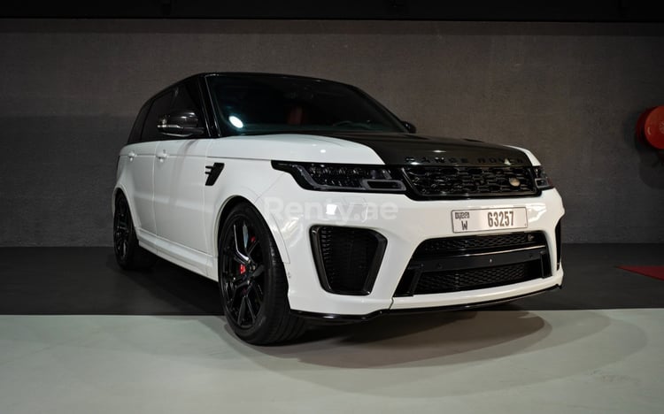 White Range Rover Sport SVR for rent in Dubai