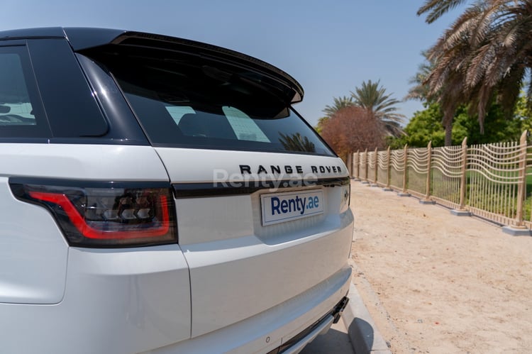 White Range Rover Sport SVR for rent in Abu-Dhabi 4