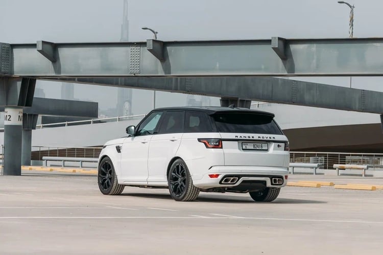 White Range Rover Sport SVR for rent in Sharjah 1