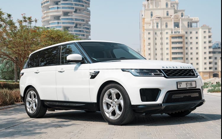 White Range Rover Sport for rent in Dubai