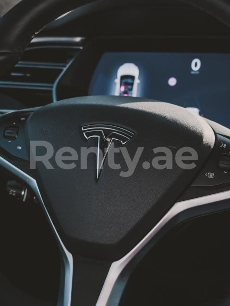 White Tesla Model X for rent in Sharjah 3