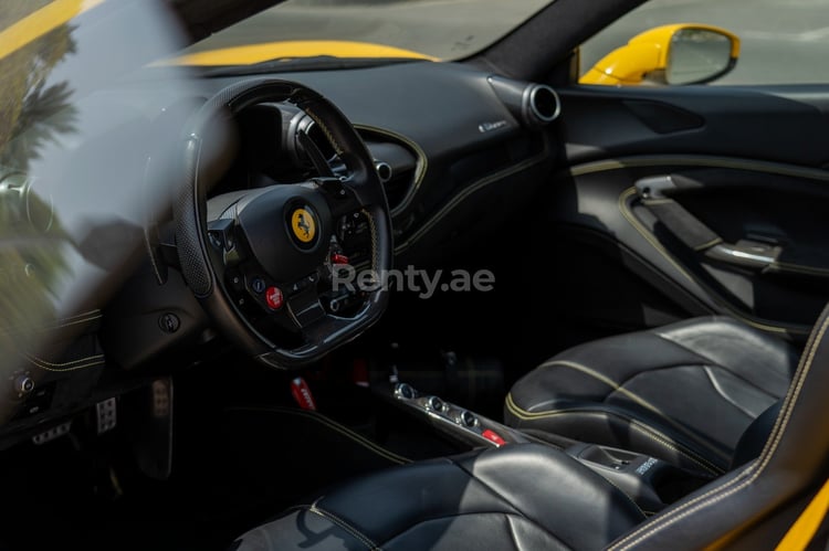 Yellow Ferrari F8 Tributo Spyder for rent in Abu-Dhabi 5