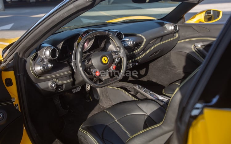 Yellow Ferrari F8 Tributo Spyder for rent in Abu-Dhabi 3