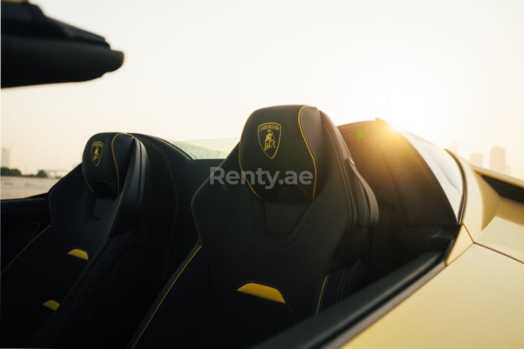 الأصفر Lamborghini Evo Spyder للإيجار في دبي 1