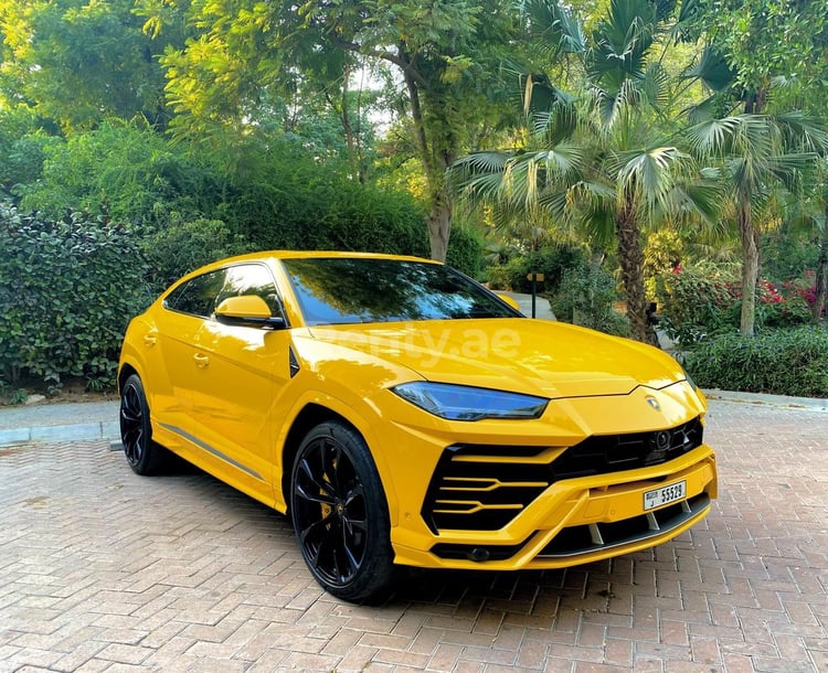 Giallo Lamborghini Urus in affitto a Dubai 4