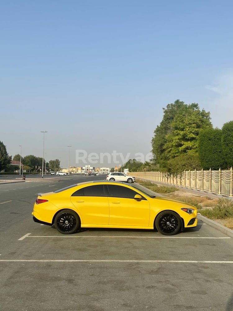 Yellow Mercedes CLA 250 for rent in Dubai 2