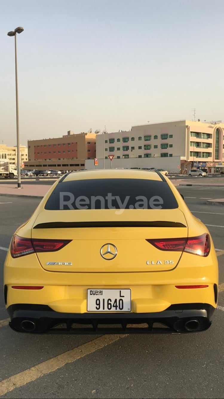 Yellow Mercedes CLA 35AMG for rent in Dubai 4