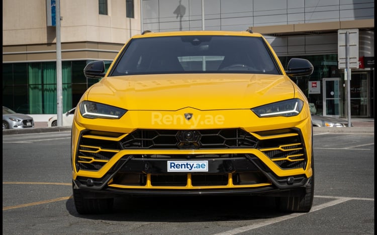 Yellow Top Specs Lamborghini Urus for rent in Abu-Dhabi